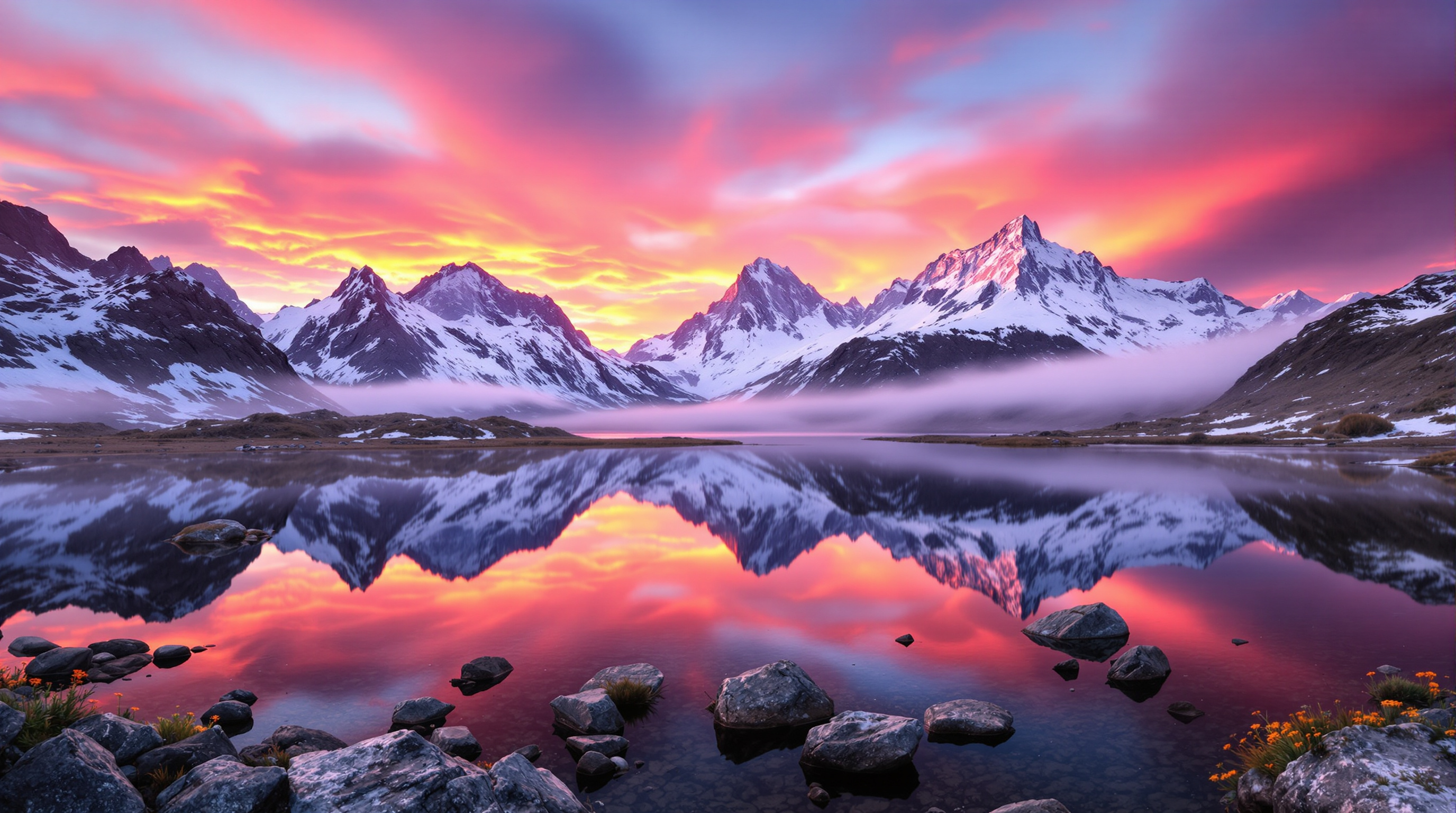 Mountain landscape at sunrise
